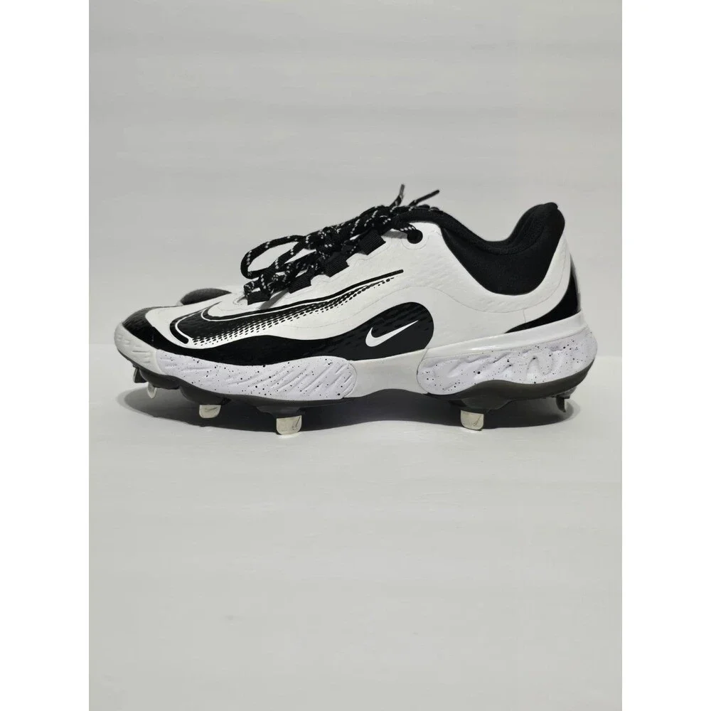 Nike Men's 7.5 Alpha Huarache Elite 4 Low Baseball Cleats Black / White - NEW
